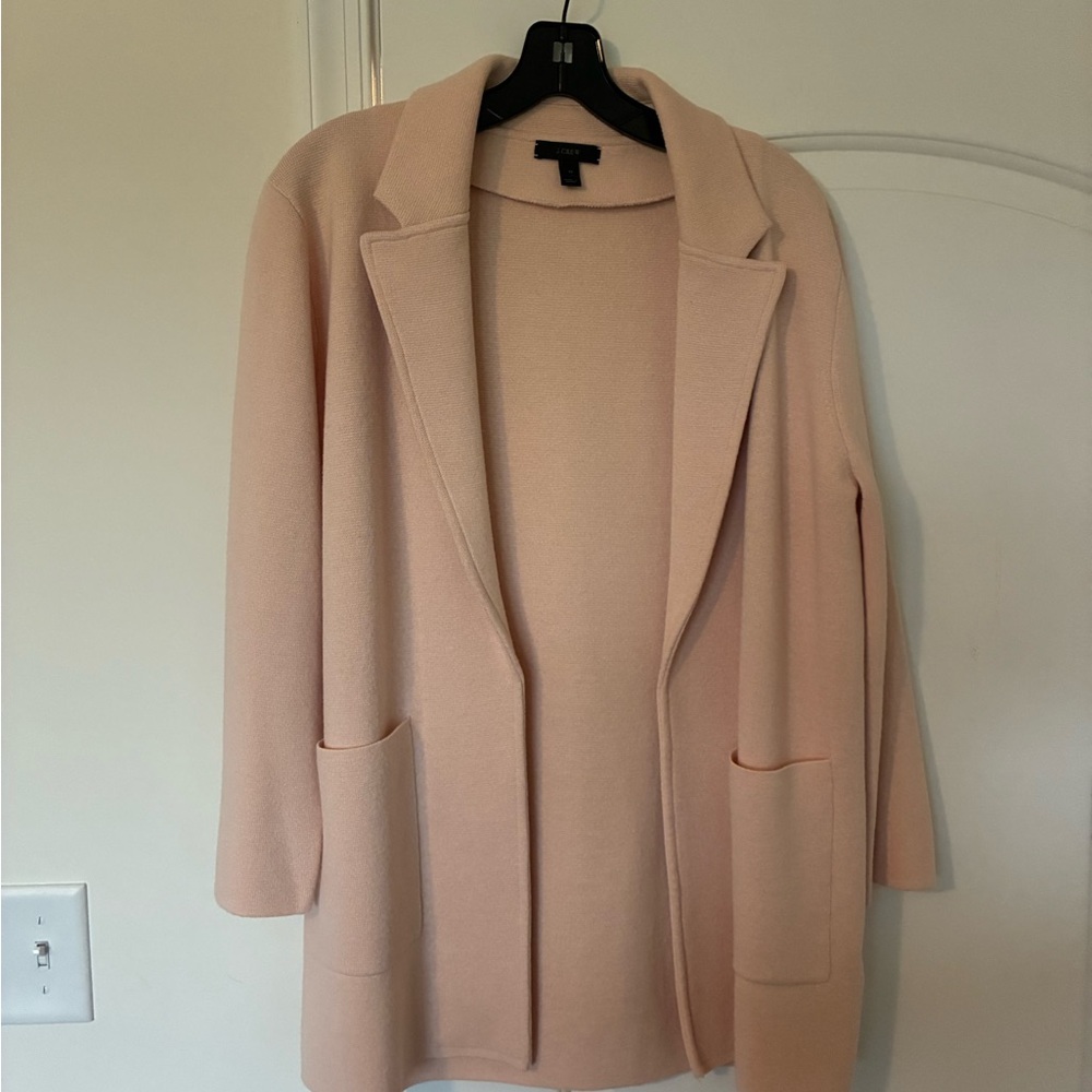Women’s J.Crew Pink Merino Wool/Cotton/Polyester Open Front Blazer Size Medium